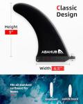Abahub 8'' SUP Single Center Fin with 1 No Tool Fin Screw, Fiberglass Reinforeced 8 inch SUP Replacement Fins for Surfboard, Stand-up Paddle Board, Longboard, Black