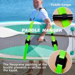 Kayak Surfboard Paddle Board Shoulder Strap Hands-Free SUP Carrying Adjustable Strap with Padded Shoulder Sling Anti-scratch design with Storage Bag, Paddle Carrier & Metal Accessories (GREEN)