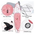 FBSPORT 11' Premium Stand Up Paddle Board, Yoga Board with SUP Accessories & Carry Bag | Wide Stance, Surf Control, Non-Slip Deck, Leash, Paddle and Pump for Youth & Adult (Flower Pink)