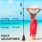 SereneLife Stand Up Paddle Board Paddle, 3-Shaft Adjustable SUP Paddle with Teardrop Blade, Lightweight Carbon Fiber Design, Durable, Portable, Easy-to-Assemble, Includes a Travel Bag