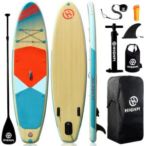 Highpi 11ft Inflatable Stand Up Paddle Board for Youth and Adults – Wide Sup with Premium Accessories, Blow Up Paddleboard for Surfing, Fishing, Yoga & More