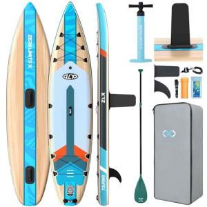 ZLX 11’6 Touring Inflatable Paddle Board | Extract Wide Fast-Tracking SUP for Long-Distance Touring | Stable Stand Up Paddle Board with Seat, Backpack & Accessories for Adults, All Skill Levels-03A