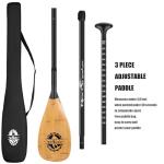 RedSnake Full Carbon Fiber Stand Up Paddleboard Oar, Carbon Fiber Blade with Adjustable 3-Piece Imitation Bamboo SUP Board Paddles Comes with a Backpack