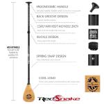 RedSnake Full Carbon Fiber Stand Up Paddleboard Oar, Carbon Fiber Blade with Adjustable 3-Piece Imitation Bamboo SUP Board Paddles Comes with a Backpack