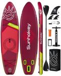 SUNHOKEY 11'×34'' Extra Wide Inflatable Paddle Board with Seam Welded Technology, Stand Up Paddle Board, 420lb Capacity for Adults, Sup Board for All-Level with 2-Blade Paddle/Dual-Action Pump/Leash