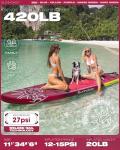 SUNHOKEY 11'×34'' Extra Wide Inflatable Paddle Board with Seam Welded Technology, Stand Up Paddle Board, 420lb Capacity for Adults, Sup Board for All-Level with 2-Blade Paddle/Dual-Action Pump/Leash