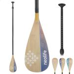 SUP Paddleboard Paddle with Carbon Fiber Shaft and Enhanced PP Blade, Adjustable Stand Up Paddle Board Paddle, 66-82" (170-210 cm), Bamboo&Wave Orange Pattern