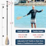 SUP Paddleboard Paddle with Carbon Fiber Shaft and Enhanced PP Blade, Adjustable Stand Up Paddle Board Paddle, 66-82" (170-210 cm), Bamboo&Wave Orange Pattern