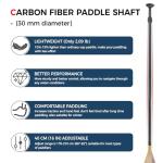 SUP Paddleboard Paddle with Carbon Fiber Shaft and Enhanced PP Blade, Adjustable Stand Up Paddle Board Paddle, 66-82" (170-210 cm), Bamboo&Wave Orange Pattern