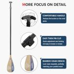 SUP Paddleboard Paddle with Carbon Fiber Shaft and Enhanced PP Blade, Adjustable Stand Up Paddle Board Paddle, 66-82" (170-210 cm), Bamboo&Wave Orange Pattern