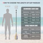 SUP Paddleboard Paddle with Carbon Fiber Shaft and Enhanced PP Blade, Adjustable Stand Up Paddle Board Paddle, 66-82" (170-210 cm), Bamboo&Wave Orange Pattern