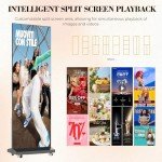 P1.86 GOB Spliceable LED Poster Screen with Flight Case, Foldable LED Digital Signage Advertising Display Kiosk with Publishing System, Portable Digital Poster for Events and Rentals (2 Panels), Black