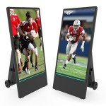 43 Inch Outdoor Portable Digital Signage with Rechargeable 1200WH Battery and Wheels,1800nits Brightness LCD Touch Screen Digital Kiosk with IP65 Waterproof, Android 11