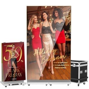P1.86 Modular Foldable LED Digital signage,80 inch Spliceable Seamless LED Poster Screen,Foldable Panel,Self-Publishing System with WiFi/USB/HDMI Input Auto Display Kiosk for Advertising(2Unit)