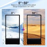 43 Inch Outdoor Portable Digital Signage with Rechargeable 1200WH Battery and Wheels,1800nits Brightness LCD Touch Screen Digital Kiosk with IP65 Waterproof, Android 11