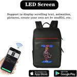 Welaso Smart Bluetooth LED Backpack with Colorful LED Sign Panel and Programmable, DIY Laptop Daypack Bag,Black (Large 25L,without Rain Cover)