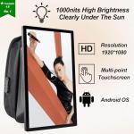 21.5" LCD Advertising Backpack, Touchscreen, 1000nits Brightness Digital Backpack Display, Human Walking Billboard Sending Program with U-Disk/Phone APP, and CMS Input Auto ADS Player, Android OS