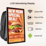 21.5" LCD Advertising Backpack, Touchscreen, 1000nits Brightness Digital Backpack Display, Human Walking Billboard Sending Program with U-Disk/Phone APP, and CMS Input Auto ADS Player, Android OS
