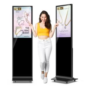 JASZDOT 32/43/55/65 Inch Digital Signage Display, LCD Screen Advertising Display Kiosk Interactive Totem Floor Standing Auto AD Player with USB/HDMI/WiFi Android OS (32'' Touch Screen)