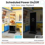 KEINONE 43" 4K LCD Touchscreen Digital Signage Display, Indoor Floor Standing Advertising Kiosk, Commercial Digital Signage Kiosk with Auto AD Box, USB WiFi Bluetooth Input, 4+32GB Android 12.0 Black