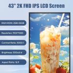 QIXZOCV MWE 43 Inch Mobile Digital Signage Display Touchscreen Kiosk with Flight Case, Portable LCD Screen with Screen Mirroring App Publishing, Advertising Display Poster, Android OS