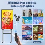 QIXZOCV MWE 43 Inch Mobile Digital Signage Display Touchscreen Kiosk with Flight Case, Portable LCD Screen with Screen Mirroring App Publishing, Advertising Display Poster, Android OS