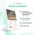 OptiSigns OptiKiosk 10 - Countertop Digital Signage Kiosk, 10.1" HD Touchscreen Display with Wi-Fi, Ethernet & Bluetooth, Software, Optional Background Music
