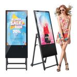 JIYANG 32 Inch Indoor Digital Signage Display,Floor Standing Advertising Digital Kiosk with Wheels,Portable LCD Poster Totem Support HDMI Input,Split Screen,Timed Open/Off,Android System