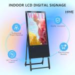 JIYANG 32 Inch Indoor Digital Signage Display,Floor Standing Advertising Digital Kiosk with Wheels,Portable LCD Poster Totem Support HDMI Input,Split Screen,Timed Open/Off,Android System