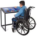 Displays2go 43" Interactive Touch Desk with PCAP Touchscreen – Digital Display Desk, Wheelchair Accessible, Touchscreen Kiosk for Retail & Education – Black