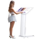 MWE 32 Inch Touch-screen Self Service Kiosk, Floor Standing Digital Signage Display, FHD Information Kiosk, 2 Speakers, Interactive Display for Mall Navigation/Self-Ordering/Advertising/Retail Store
