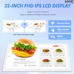 MWE 32 Inch Touch-screen Self Service Kiosk, Floor Standing Digital Signage Display, FHD Information Kiosk, 2 Speakers, Interactive Display for Mall Navigation/Self-Ordering/Advertising/Retail Store