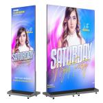 P1.86 GOB Spliceable LED Poster Screen with Flight Case, Foldable LED Digital Signage Advertising Display Kiosk with Publishing System, Portable Digital Poster for Events and Rentals (2 Panels), Black