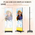 P1.86 GOB Spliceable LED Poster Screen with Flight Case, Foldable LED Digital Signage Advertising Display Kiosk with Publishing System, Portable Digital Poster for Events and Rentals (2 Panels), Black