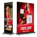 P1.86 GOB Spliceable LED Poster Screen with Flight Case, Foldable LED Digital Signage Advertising Display Kiosk with Publishing System, Portable Digital Poster for Events and Rentals (2 Panels), Black