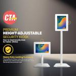 Anti-Theft Height Adjustable Kiosk Floor Stand CTA Secure Lockable Store Kiosk W/Height Adjustable Mechanism | for iPad 7/8/9 iPad Pro 11” Inch Samsung & Microsoft Tablets - White (PAD-PARAFDW)