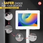 Anti-Theft Height Adjustable Kiosk Floor Stand CTA Secure Lockable Store Kiosk W/Height Adjustable Mechanism | for iPad 7/8/9 iPad Pro 11” Inch Samsung & Microsoft Tablets - White (PAD-PARAFDW)