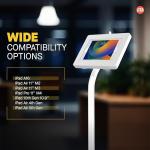 Anti-Theft Height Adjustable Kiosk Floor Stand CTA Secure Lockable Store Kiosk W/Height Adjustable Mechanism | for iPad 7/8/9 iPad Pro 11” Inch Samsung & Microsoft Tablets - White (PAD-PARAFDW)