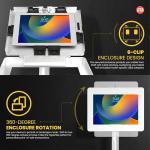 Anti-Theft Height Adjustable Kiosk Floor Stand CTA Secure Lockable Store Kiosk W/Height Adjustable Mechanism | for iPad 7/8/9 iPad Pro 11” Inch Samsung & Microsoft Tablets - White (PAD-PARAFDW)