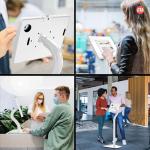 Anti-Theft Height Adjustable Kiosk Floor Stand CTA Secure Lockable Store Kiosk W/Height Adjustable Mechanism | for iPad 7/8/9 iPad Pro 11” Inch Samsung & Microsoft Tablets - White (PAD-PARAFDW)