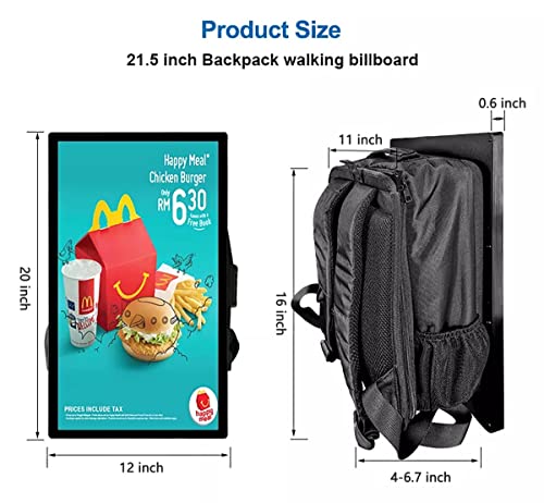 21" LCD Video Ad Backpack, 1920x1080 Resolution, Touch Screen