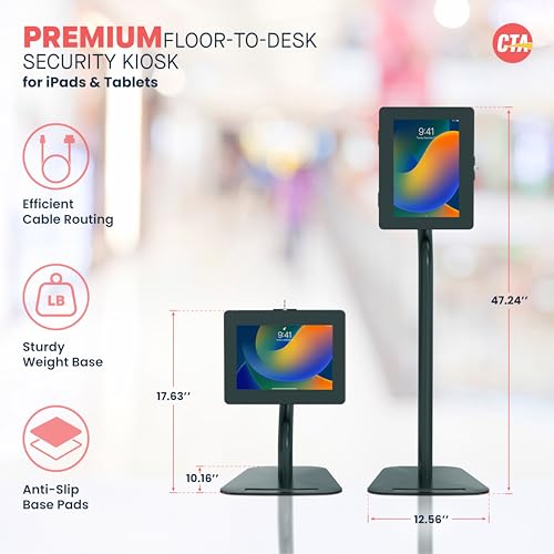 CTA Premium Height-Adjustable Security Kiosk for Tablets