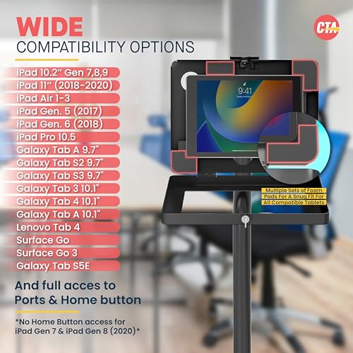 CTA Premium Height-Adjustable Security Kiosk for Tablets