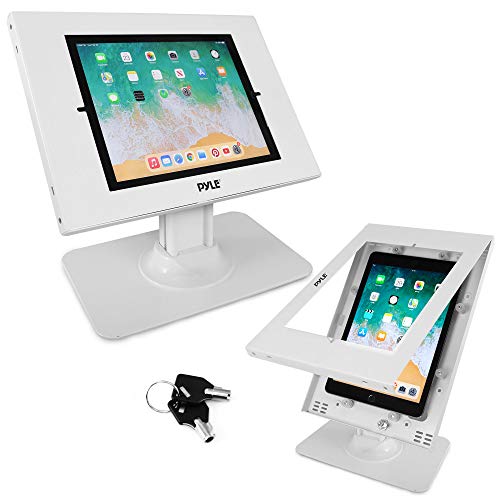 Pyle Tablet Security Stand w/ Lock & Key Rotation - White