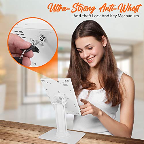 Pyle Tablet Security Stand w/ Lock & Key Rotation - White