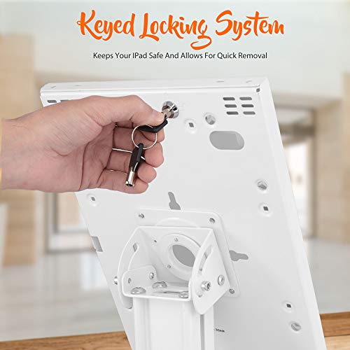 Pyle Tablet Security Stand w/ Lock & Key Rotation - White