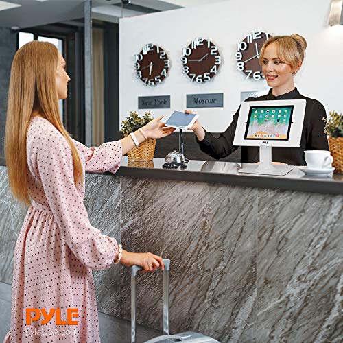Pyle Tablet Security Stand w/ Lock & Key Rotation - White