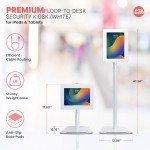 Anti-Theft Height Adjustable Kiosk Floor Stand CTA Secure Lockable Store Kiosk W/Height Adjustable Mechanism | for iPad 7/8/9 iPad Pro 11” Inch Samsung & Microsoft Tablets - White (PAD-PARAFDW)