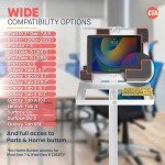 Anti-Theft Height Adjustable Kiosk Floor Stand CTA Secure Lockable Store Kiosk W/Height Adjustable Mechanism | for iPad 7/8/9 iPad Pro 11” Inch Samsung & Microsoft Tablets - White (PAD-PARAFDW)