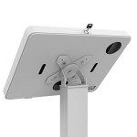 Thin Floor Stand – CTA Tall Standing 360° Kiosk Display Tablet Holder w/Charger Access & Lock for iPad Air 11" M2 (2024) - iPad Pro 11" M4 (2024) - iPad 10.2" & 9.7-11" Tablets - White (PAD-CHKW)